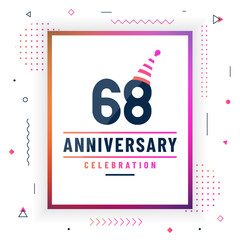 68 years anniversary greetings card, 68 years anniversary celebration background free vector.