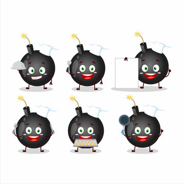 Cartoon character of bomb explosive firecracker with various chef emoticons
