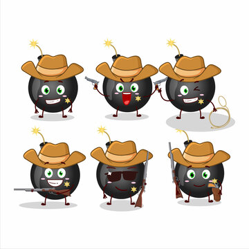 Cool cowboy bomb explosive firecracker cartoon character with a cute hat