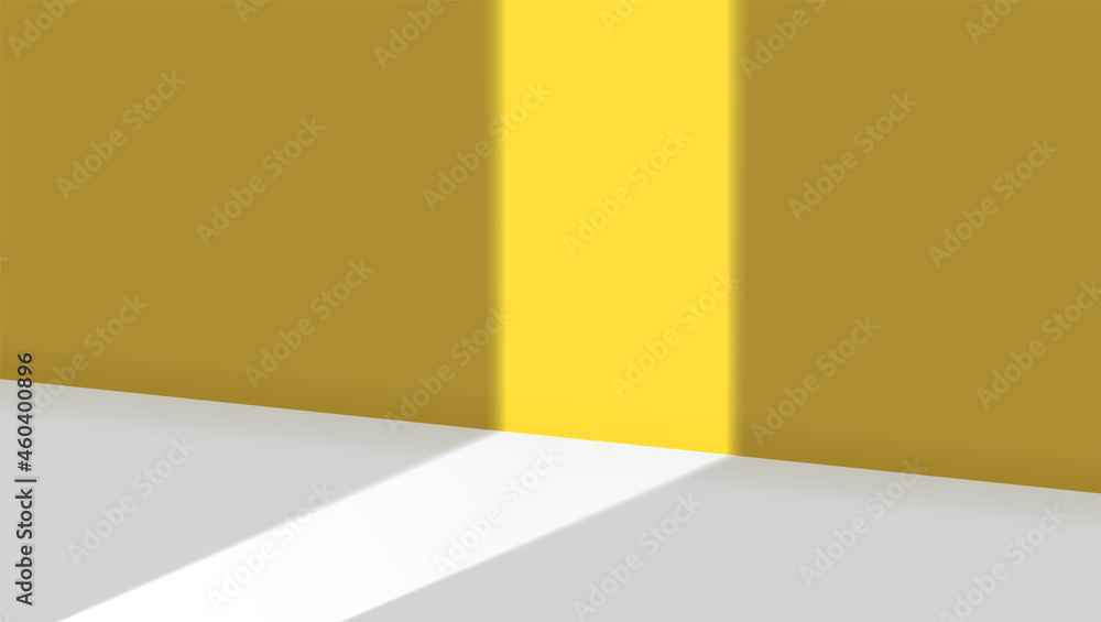 Aufkleber studio for product display with copy space. ray of light on yellow wall. 3d background.