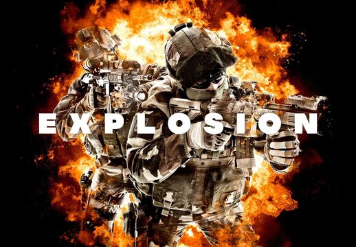 Explosion Photo Effect Mockup