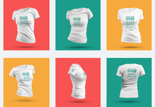 6 Mockups of Women's 3D T-Shirt
