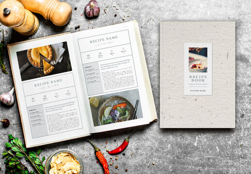 Recipes Book with Grey Accents