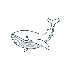 Whale Thin Line Icon stock illustration