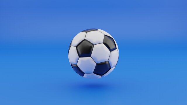 soccer ball on blue sky 3D rendering