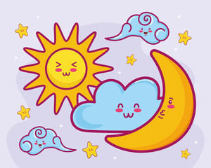 clouds ,sun and moon