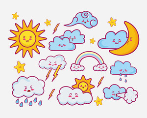 ten kawaii clouds characters