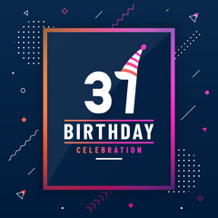 37 years birthday greetings card, 37 birthday celebration background colorful free vector.