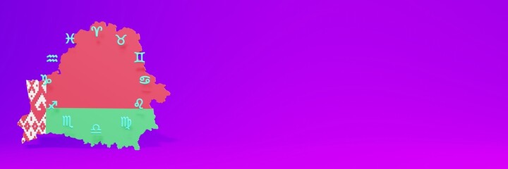 Use of Zodiac in Belarus for the needs of social media tv and website background cover blank space can be used to display data or infographics in 3d rendering Premium Photo