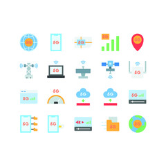 5G Technology icon set with flat style simple, for your business