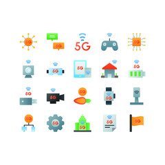 5G Technology icon set with flat gradient style simple, for your business