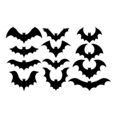 Vampire bats, silhouettes isolated on a white background