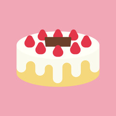 シンプルでかわいいホールケーキのイラスト