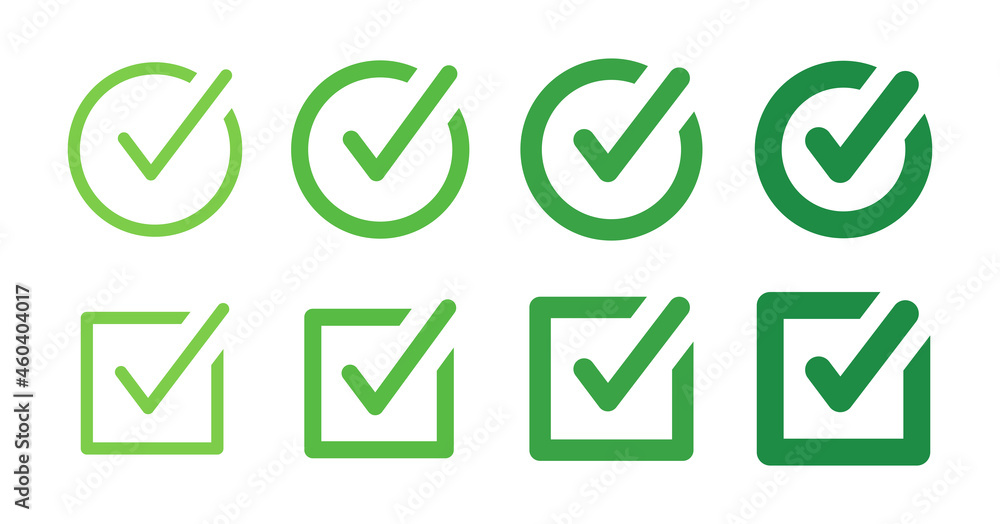Poster checkbox vector icon. green check mark icon set. tick, ok, accept and selected vector illustration