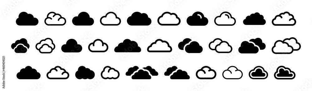 Poster could icon set in black and white design. cloudy icon