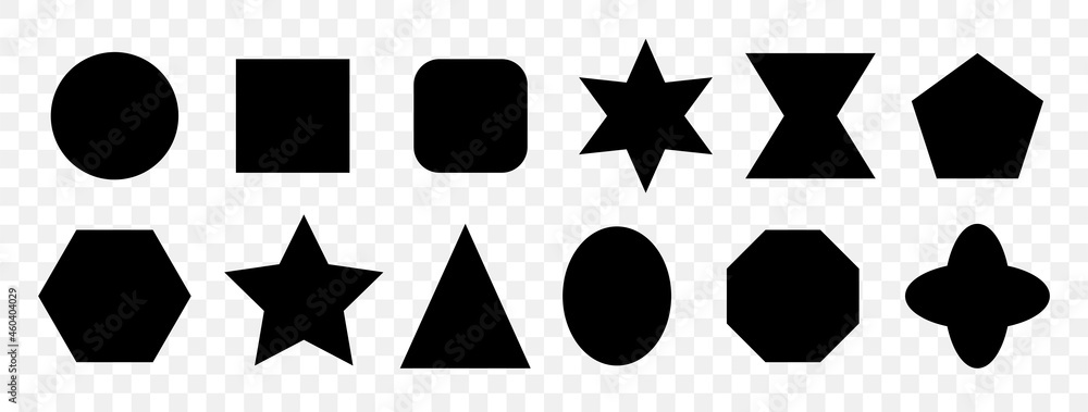 Poster basic geometry shape icon vector set on transparent background.
