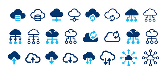 Cloud computing icon set. Data storage and technology concept