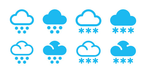 Snowing icon set. Cloud with snow symbol vector illustration. Winter concept