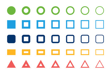 Set of geometric shapes icon. Containing circle, square, round square, rectangle and triangle icon.