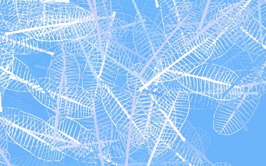 Light Pink, Blue vector doodle background with leaves.