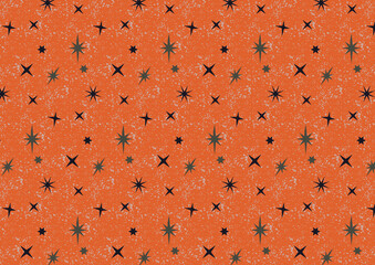 colorful Halloween Stars on an orange background pattern for  textile,  fabric