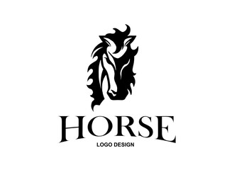 Abstract horse logo, silhouette, simple, line art
