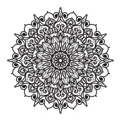 Indian Ornament black white card with mandala