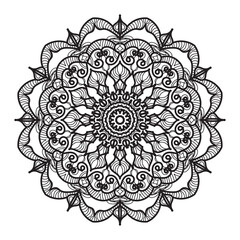 Indian Ornament black white card with mandala