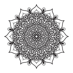 Indian Ornament black white card with mandala