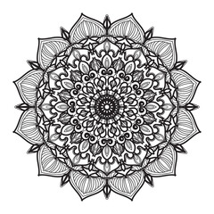 Indian Ornament black white card with mandala