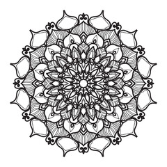Indian Ornament black white card with mandala