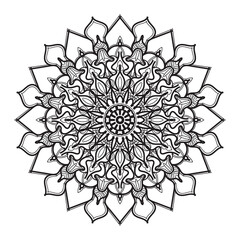 Indian Ornament black white card with mandala