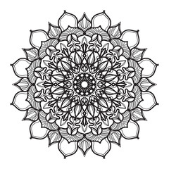 Indian Ornament black white card with mandala