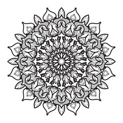 Indian Ornament black white card with mandala