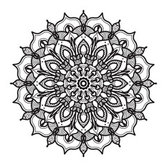 Indian Ornament black white card with mandala
