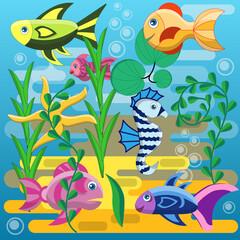 Underwater world. Vector illustration.