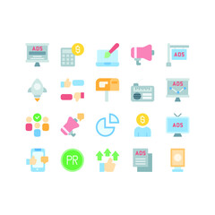Advertising flat icons for web and mobile applications