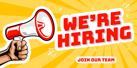 We are hiring banner with megaphone