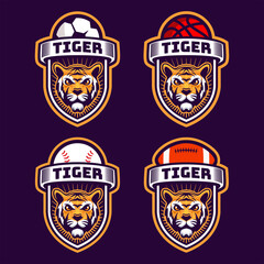 Tiger head sport badge mascot logo