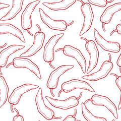 Pepper vector seamless pattern. Mexican chili spicy vegetable. Hot paprika texture.
