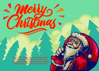 Christmas card with Santa Claus design illustration