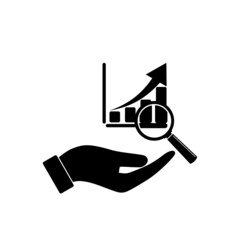 Growth bar graph in hand icon isolated on white background