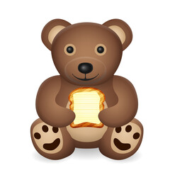 Teddy bear with bread toast