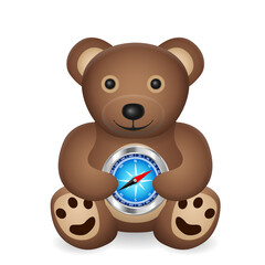 Teddy bear with compass