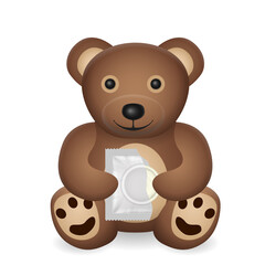 Teddy bear with condom