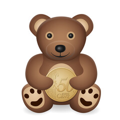 Teddy bear with fifty euro cent