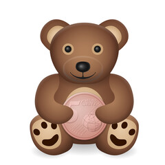 Teddy bear with five euro cent