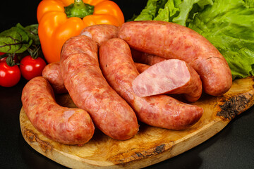 Natural meat sausages with minced meat