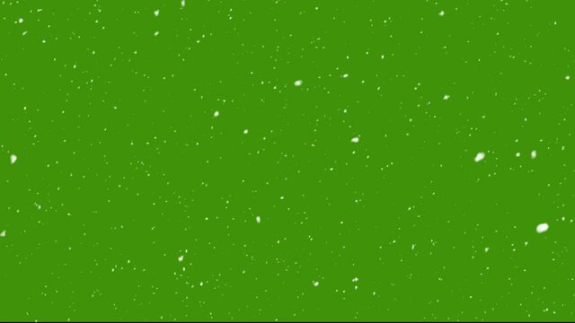 Winter Snow, Falling snow animation loop Slow motion green screen background 