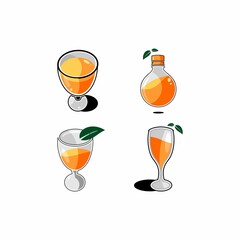 vector illustration of orange juice in a glass